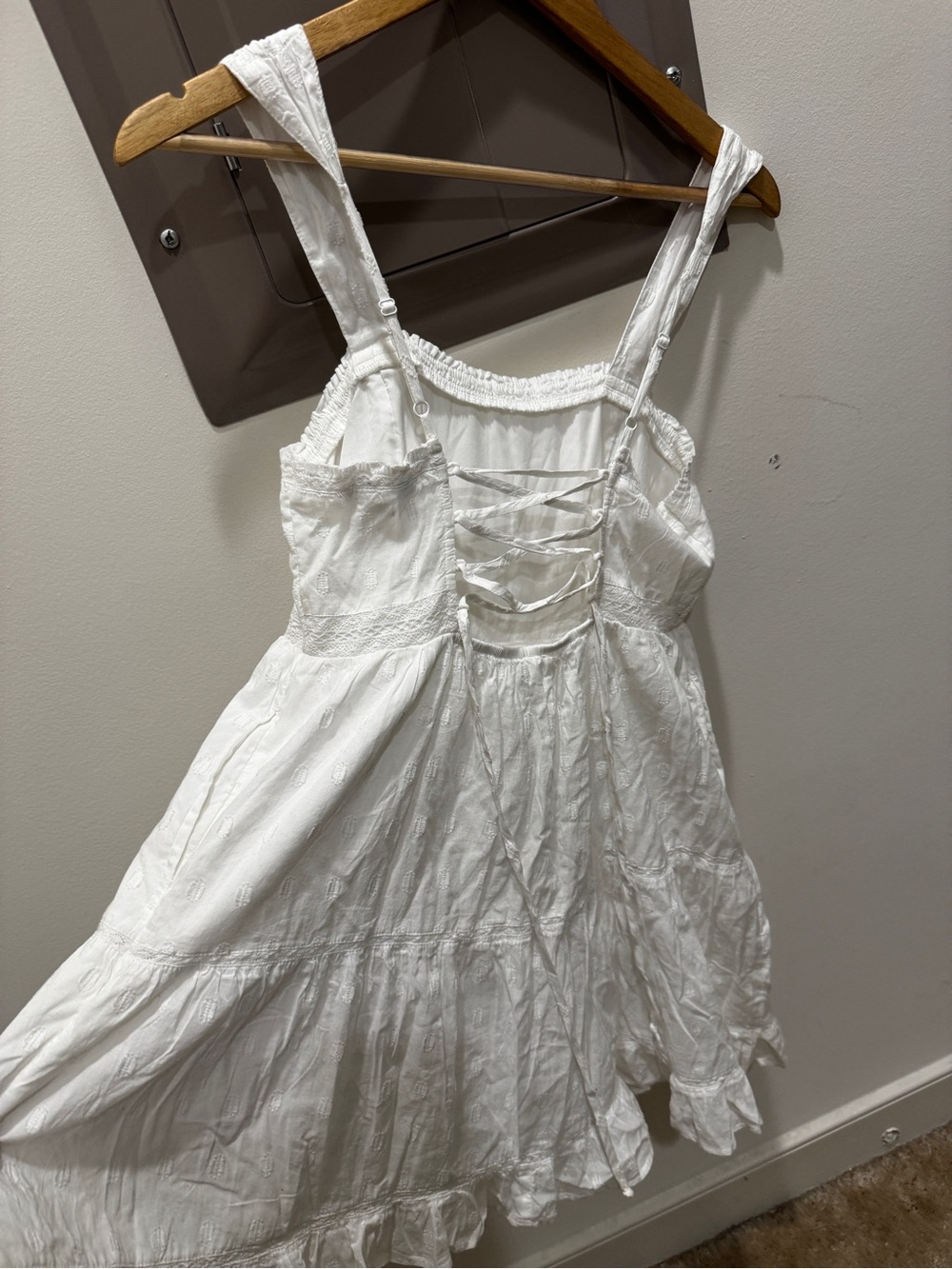 American Eagle White Eyelet Tie-Back Sundress